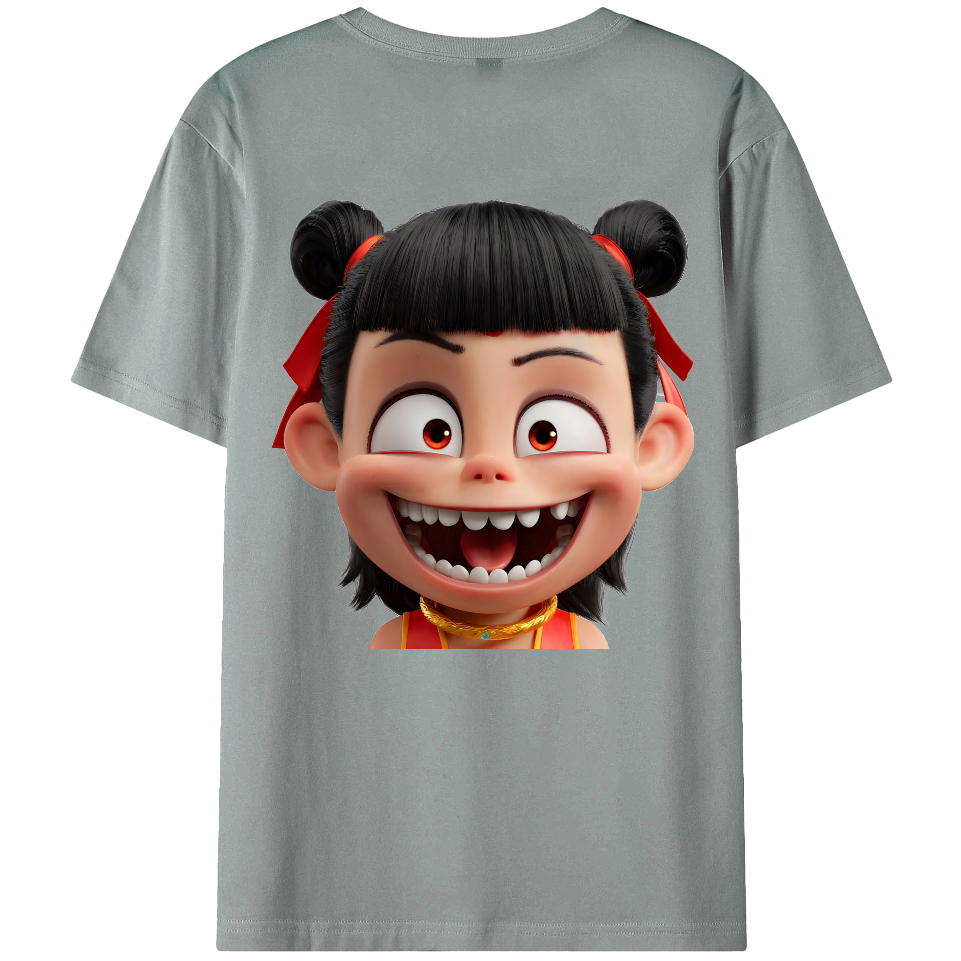 （画像用） Ne Zha 2 ナタ 魔童の大暴れ 綿100％ メンズ半袖Tシャツ（バックプリント） 通気性